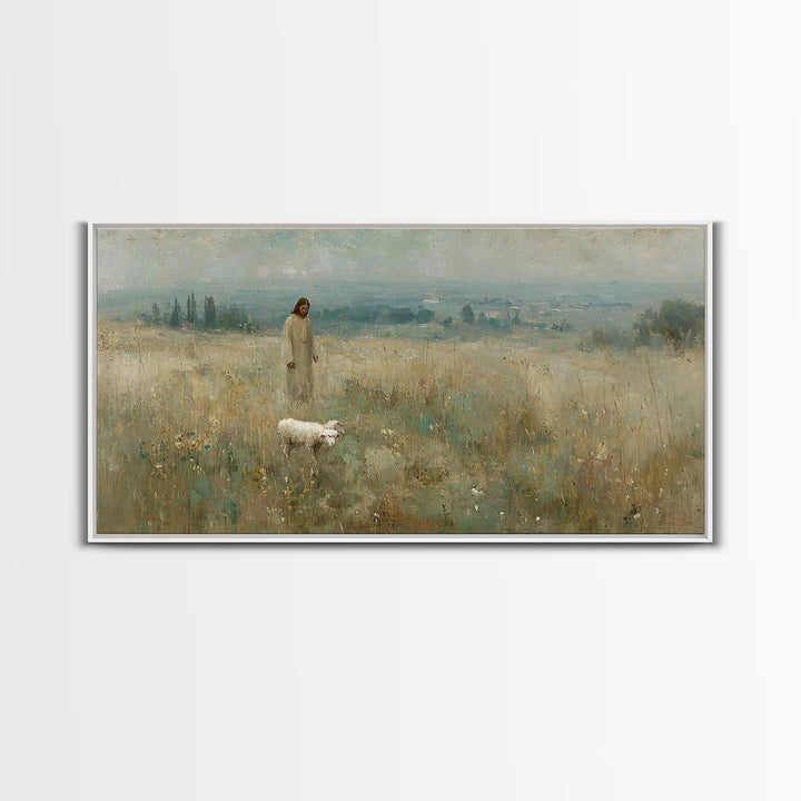 Field Of Grace – Framed Canvas Print – Christian Art Canvas – Jesus Painting – Large Christian Art – Christian Wall Art – Vintage Christian