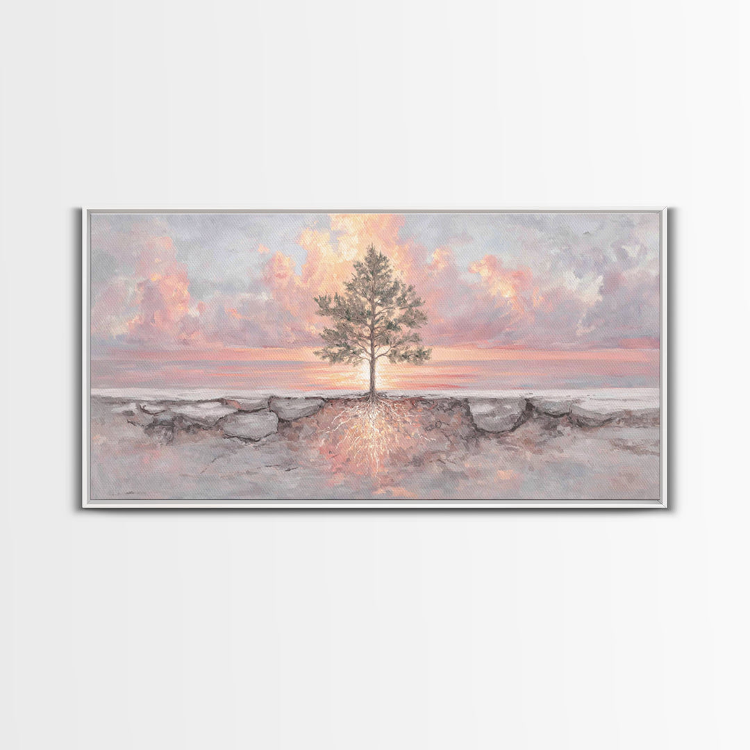 Roots Of Light – Framed Canvas Print – Christian Art Painting – Christian Wall Art – Christian Art Canvas – Modern Christian Art – Christia