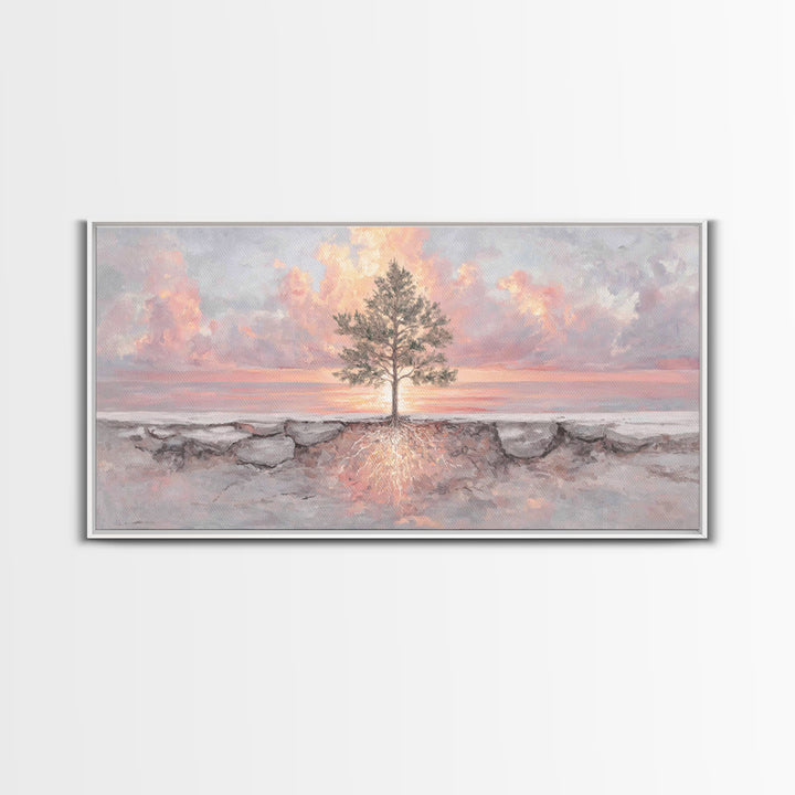 Roots Of Light – Framed Canvas Print – Christian Art Painting – Christian Wall Art – Christian Art Canvas – Modern Christian Art – Christia
