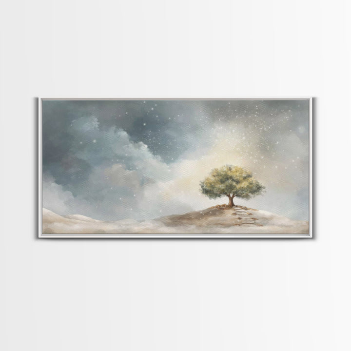 Starlit Ascent – Framed Canvas Print – Christian Christmas Art – Christmas Wall Art – Christian Art Canvas – Christian Art Print – Modern C