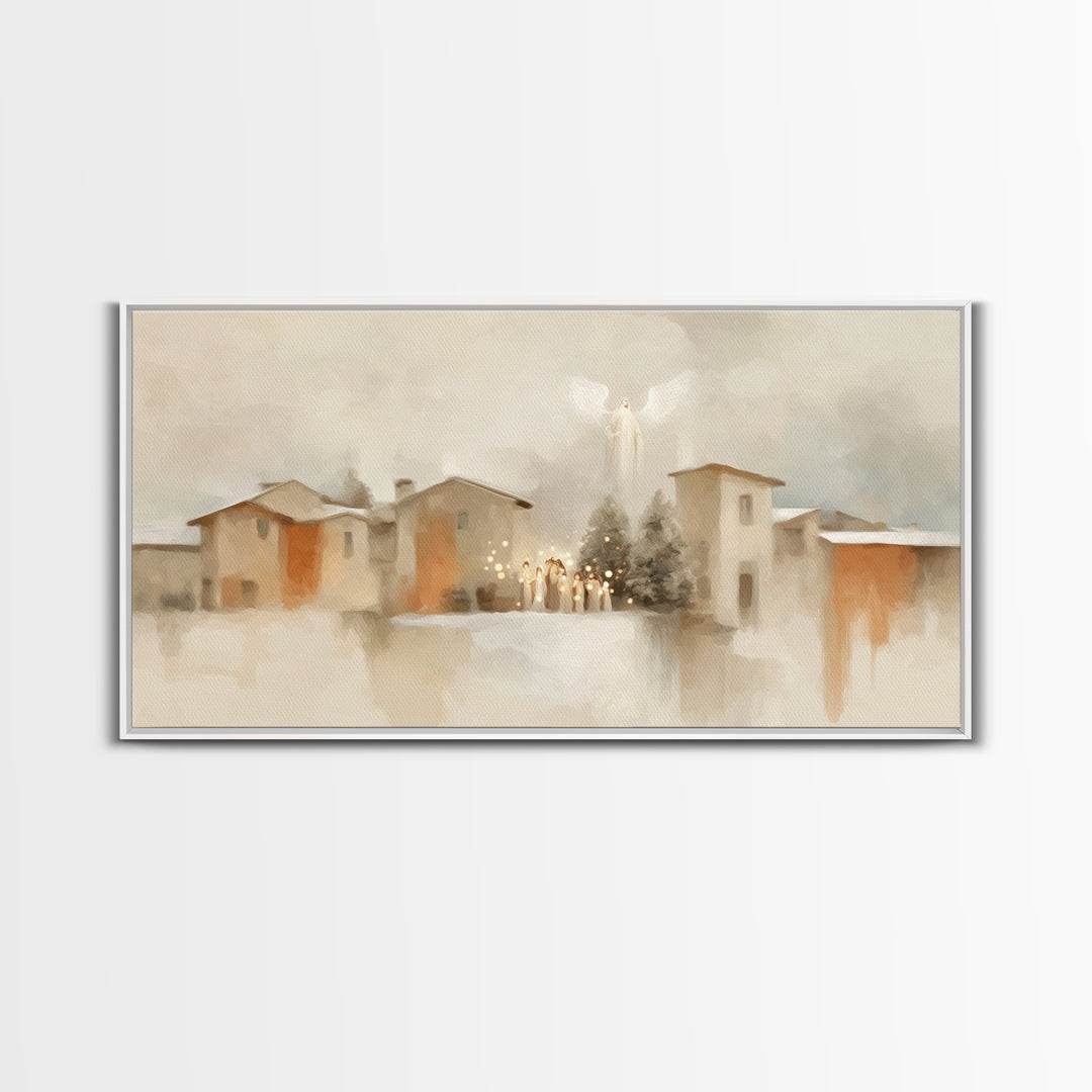 Village Of Wonder – Framed Canvas Print – Christian Christmas Decorations – Christian Art Work – Christmas Art Prints – Framed Christian Ar
