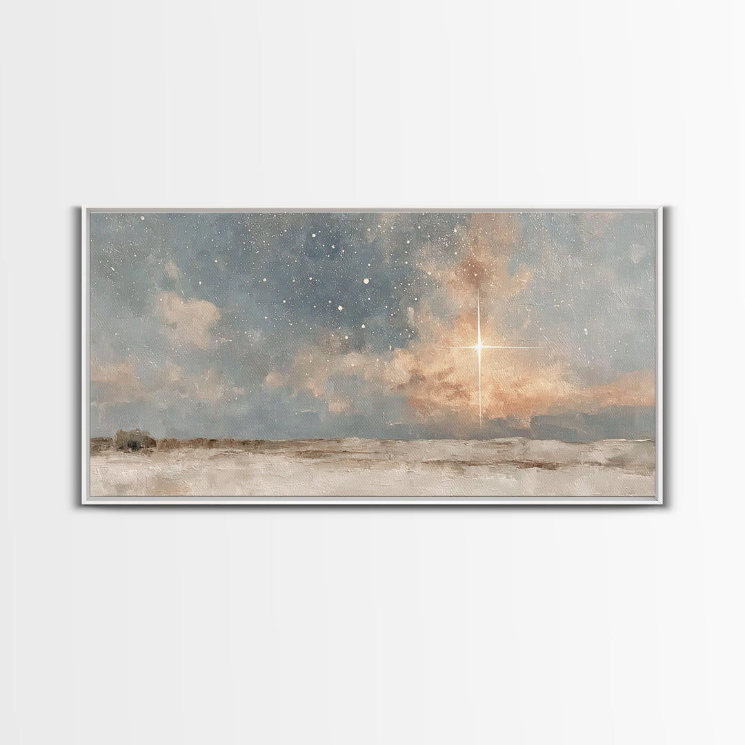 Holy Night Star – Framed Canvas Print – Jesus Painting – Christian Art Canvas – Christian Wall Art – Christmas Art – Christian Christmas Ar