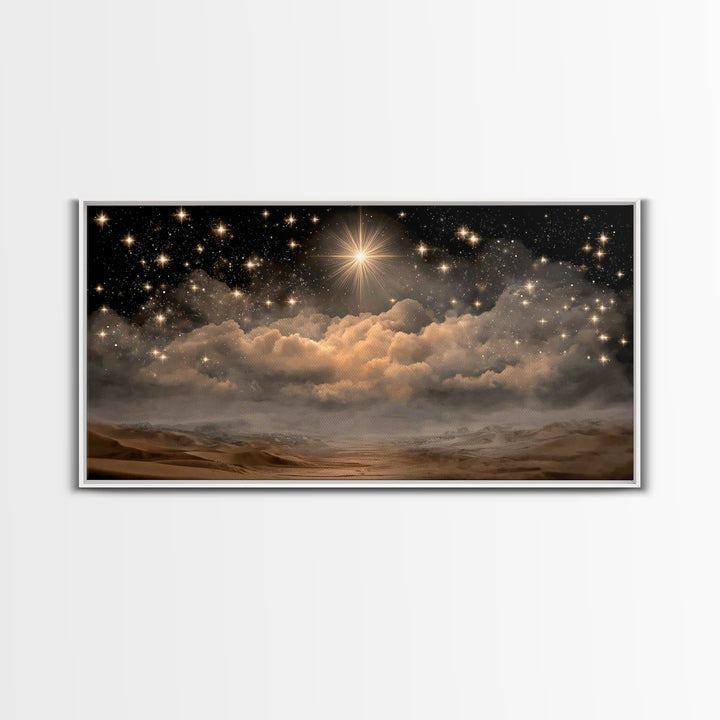 Light Of Salvation, Framed Canvas Print, Christian Art Canvas, Jesus Painting, Christian Wall Art, Christian Christmas Art, Christmas Art