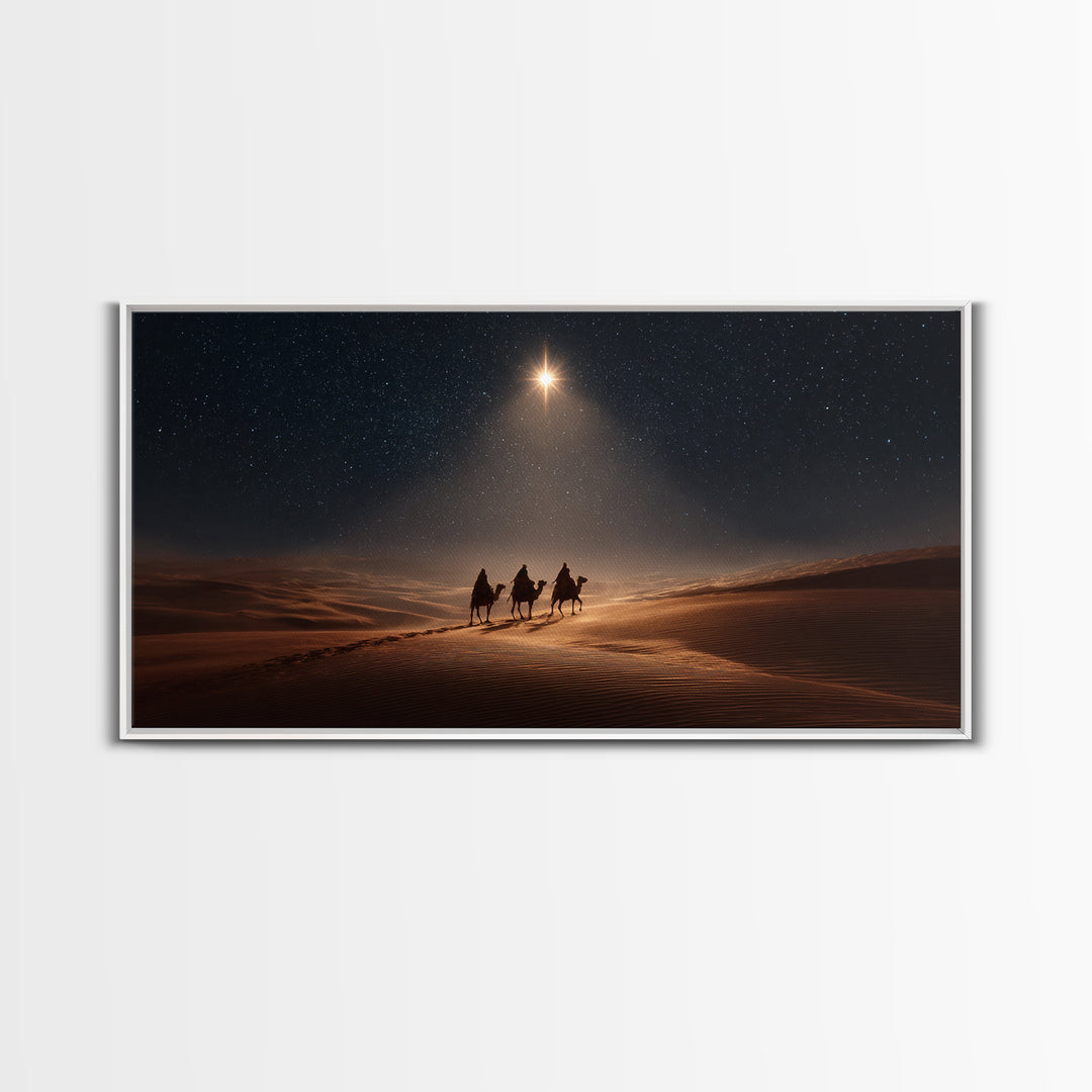 Desert Star Path, Framed Canvas Print, Christmas Art, Christian Art Canvas, Christian Christmas Art, Christian Wall Art, Jesus Painting