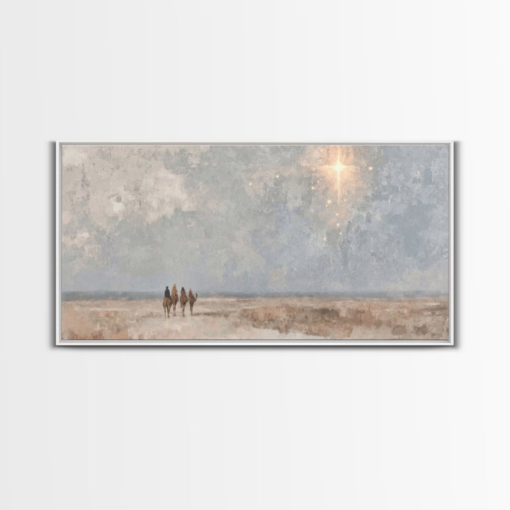 Pilgrims Of Light | Framed Canvas Print | Christian Art Canvas | Christmas Art | Christian Wall Art | Christian Christmas Decor | Jesus Pai