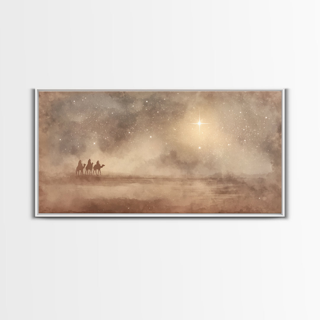 Holy Night Journey, Framed Canvas Print, Christian Art Canvas, Christian Wall Art, Christmas Art, Christian Christmas Art, Jesus Painting