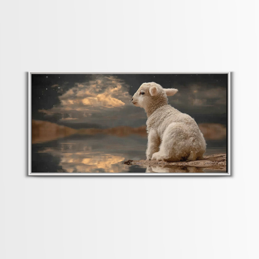 Lamb Of Peace, Framed Canvas Print, Christian Wall Art, Christian Art Canvas, Christian Christmas Art, Christmas Art, Jesus Art Print