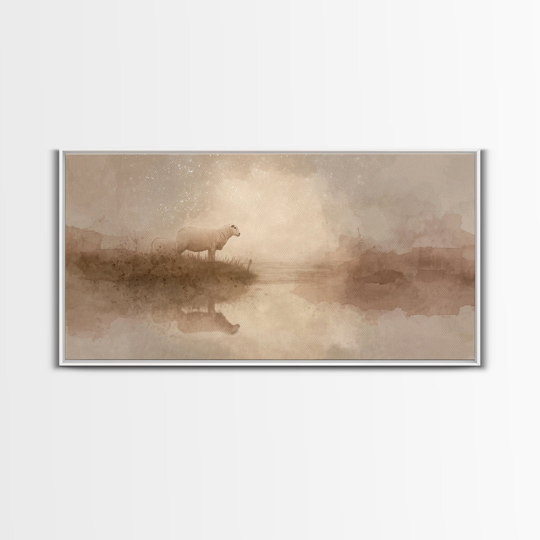Still Waters Grace | Framed Canvas Print | Christian Art Canvas | Christian Wall Art | Christian Christmas Art | Christmas Art | Jesus Art
