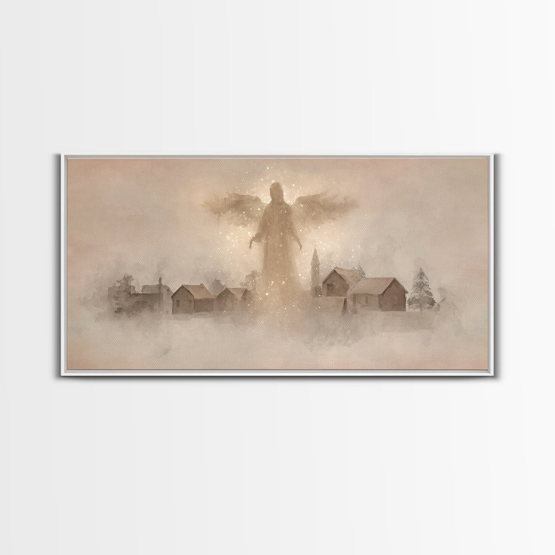 Angel Of Light – Framed Canvas Print – Christian Art Canvas – Christian Wall Art – Christmas Art – Modern Christian Art – Christian Gift