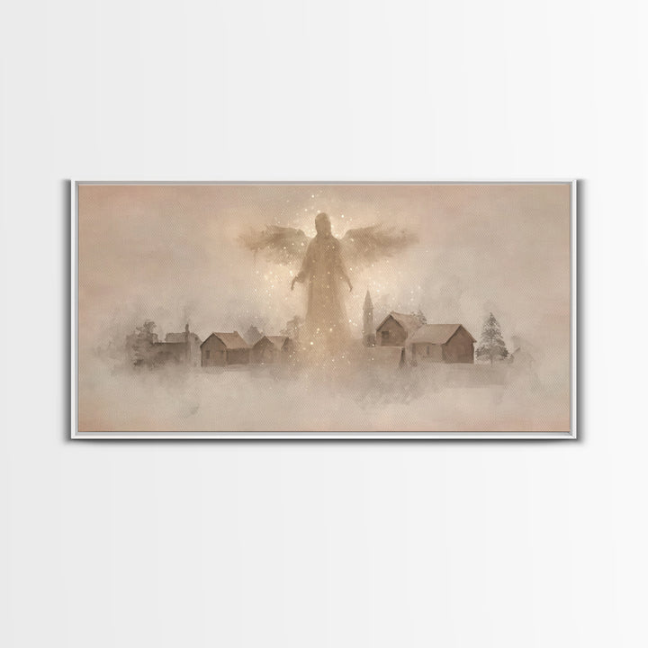 Angel Of Light – Framed Canvas Print – Christian Art Canvas – Christian Wall Art – Christmas Art – Modern Christian Art – Christian Gift