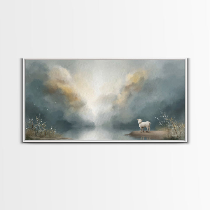 Lamb Of Dawn – Framed Canvas Print – Christian Art Canvas – Christian Wall Art – Christmas Art – Christian Christmas Art – Jesus Art Print