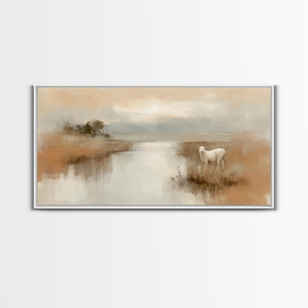 Quiet Meadow Grace, Framed Canvas Print, Christian Wall Art, Christian Art Canvas, Jesus Painting, Christian Christmas Art, Christian Decor