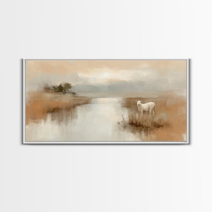 Quiet Meadow Grace, Framed Canvas Print, Christian Wall Art, Christian Art Canvas, Jesus Painting, Christian Christmas Art, Christian Decor