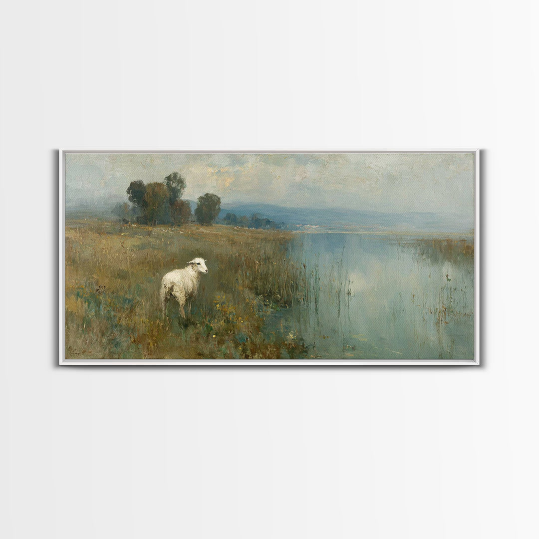 Shepherd’s Peace, Framed Canvas Print, Christian Wall Art, Christian Art Work, Christmas Art Framed, Christian Christmas Decorations, Subtl
