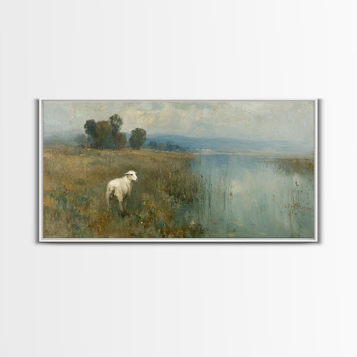 Shepherd’s Peace, Framed Canvas Print, Christian Wall Art, Christian Art Work, Christmas Art Framed, Christian Christmas Decorations, Subtl