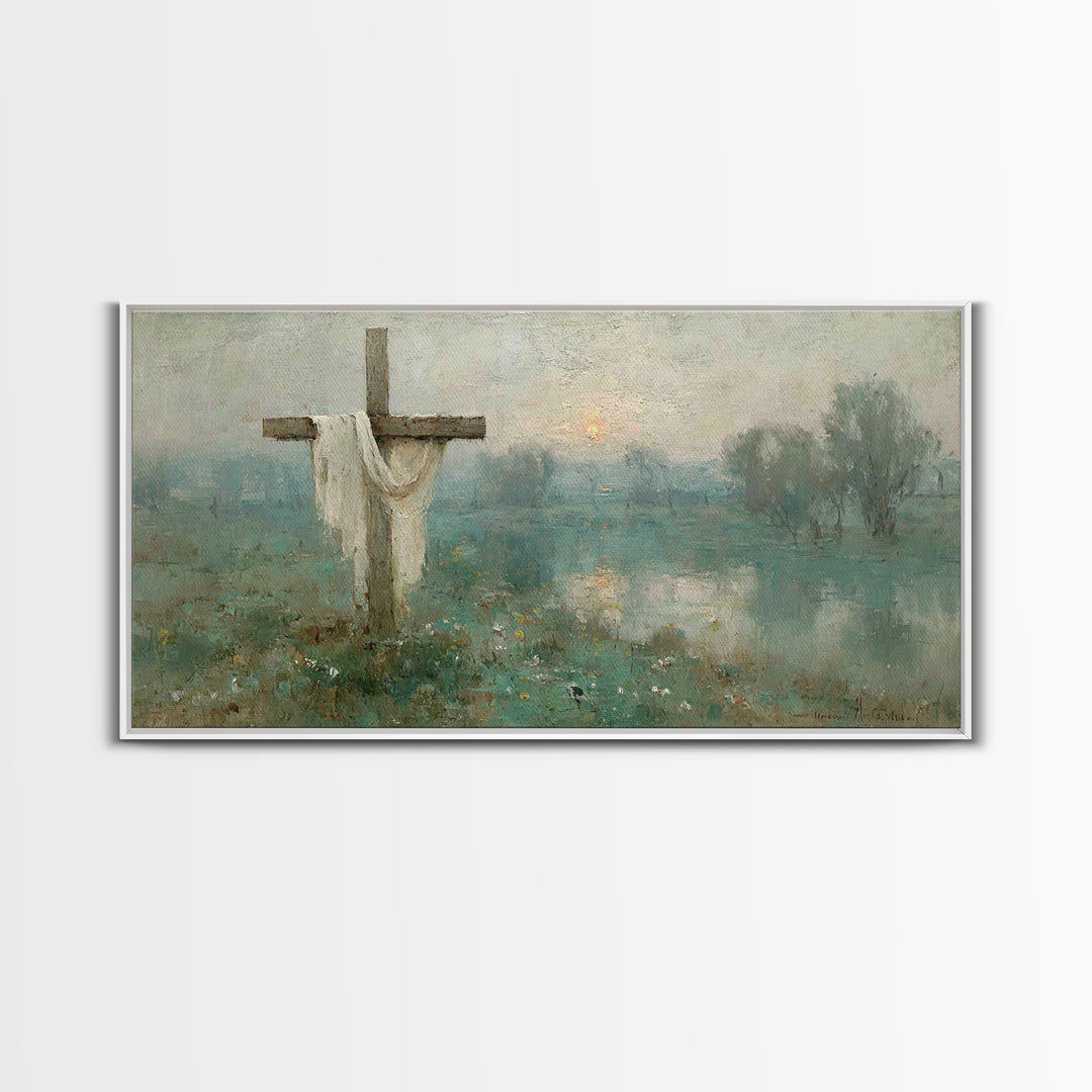 Cross Of Hope, Framed Canvas Print, Christian Wall Art, Christian Decoration, Framed Christmas Art, Christian Christmas Decor, Modern Chris