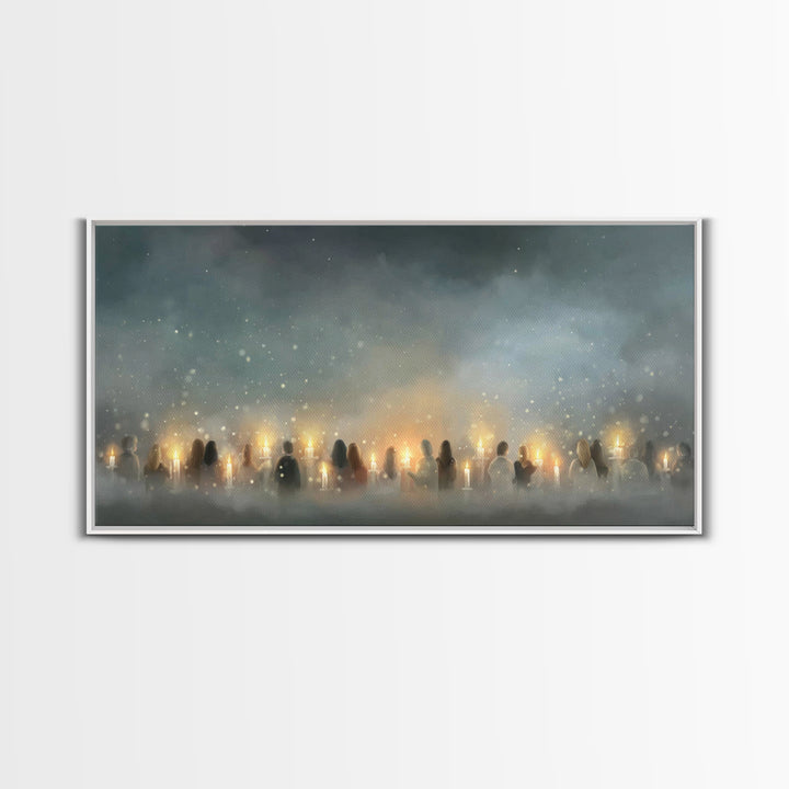 Candle Vigil Hope – Framed Canvas Print – Christian Wall Art – Christmas Art – Christian Christmas Art – Christian Art Canvas – Christian D