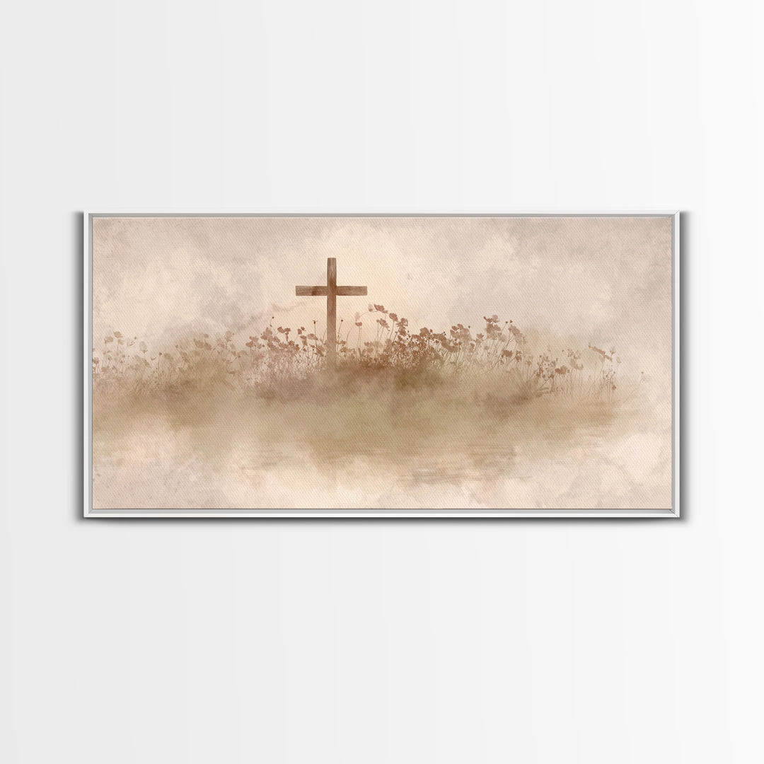 Floral Redemption, Framed Canvas Print, Christian Wall Art, Christian Art Canvas, Christian Paintings, Christian Christmas Decor, Modern Ch