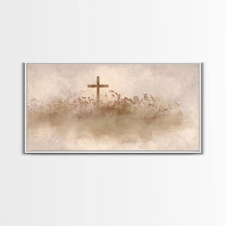 Floral Redemption, Framed Canvas Print, Christian Wall Art, Christian Art Canvas, Christian Paintings, Christian Christmas Decor, Modern Ch