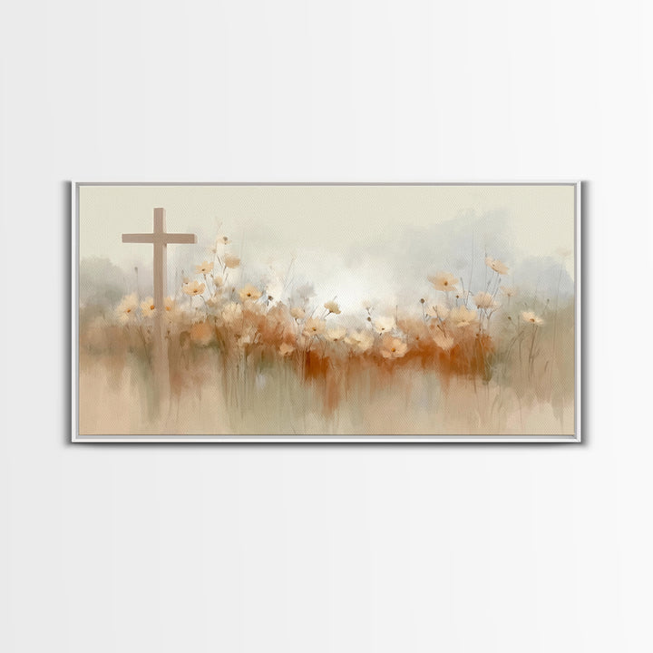 Meadow Of Faith – Framed Canvas Print – Christian Wall Art – Christian Art Canvas – Minimalist Christian Art – Christian Decor – Christian
