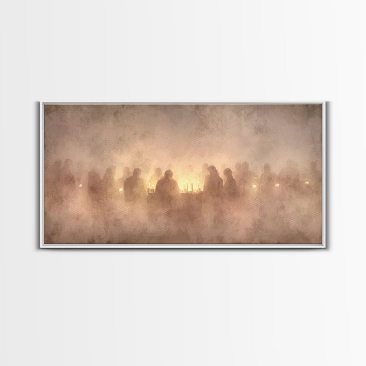 Gathered In Glow – Framed Canvas Print – Christian Art Canvas – Christian Christmas Art – Christmas Wall Art – Vintage Christmas Art – Chri