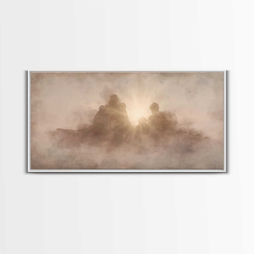 Eternal Embrace, Framed Canvas Print, Christian Painting, Christian Wall Art, Subtle Christian Art, Christian Art Canvas, Christian Decor