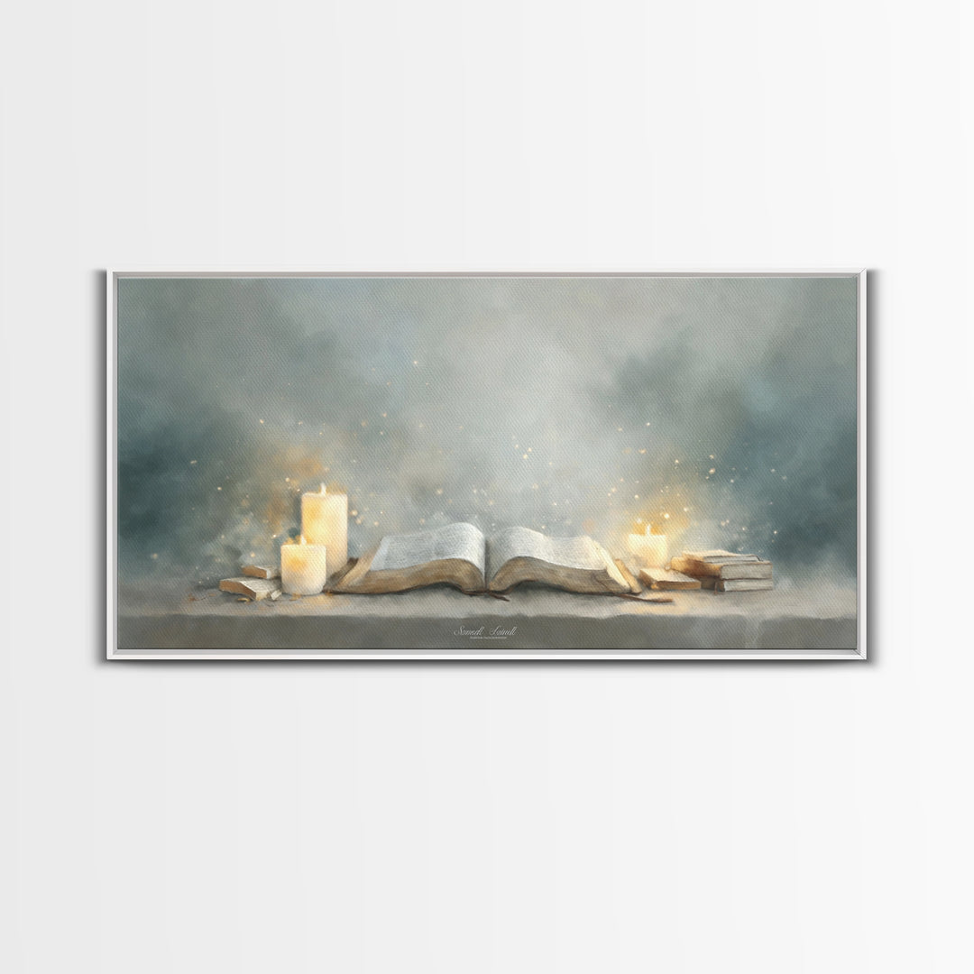 Holy Word Light, Framed Canvas Print, Christian Art Canvas, Christian Wall Art, Modern Christian Art, Christian Painting, Christian Gift