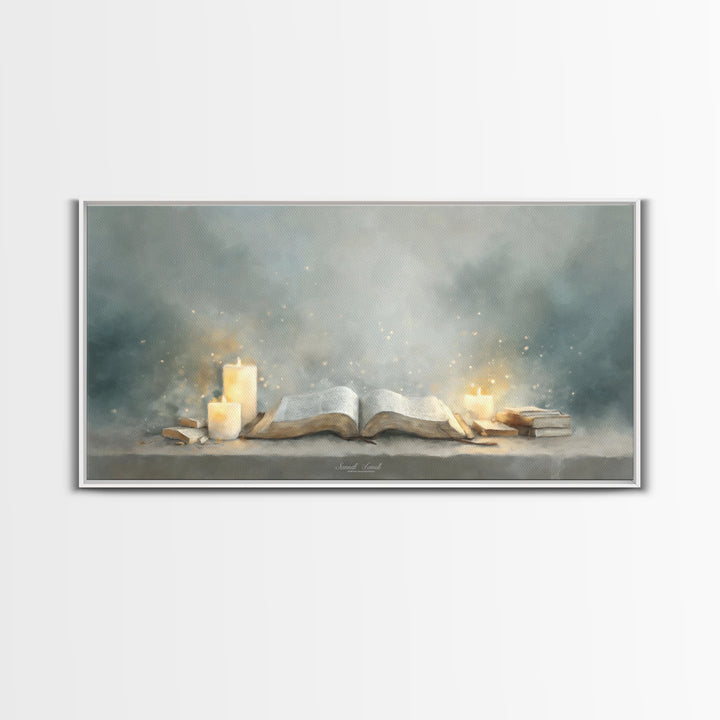 Holy Word Light, Framed Canvas Print, Christian Art Canvas, Christian Wall Art, Modern Christian Art, Christian Painting, Christian Gift