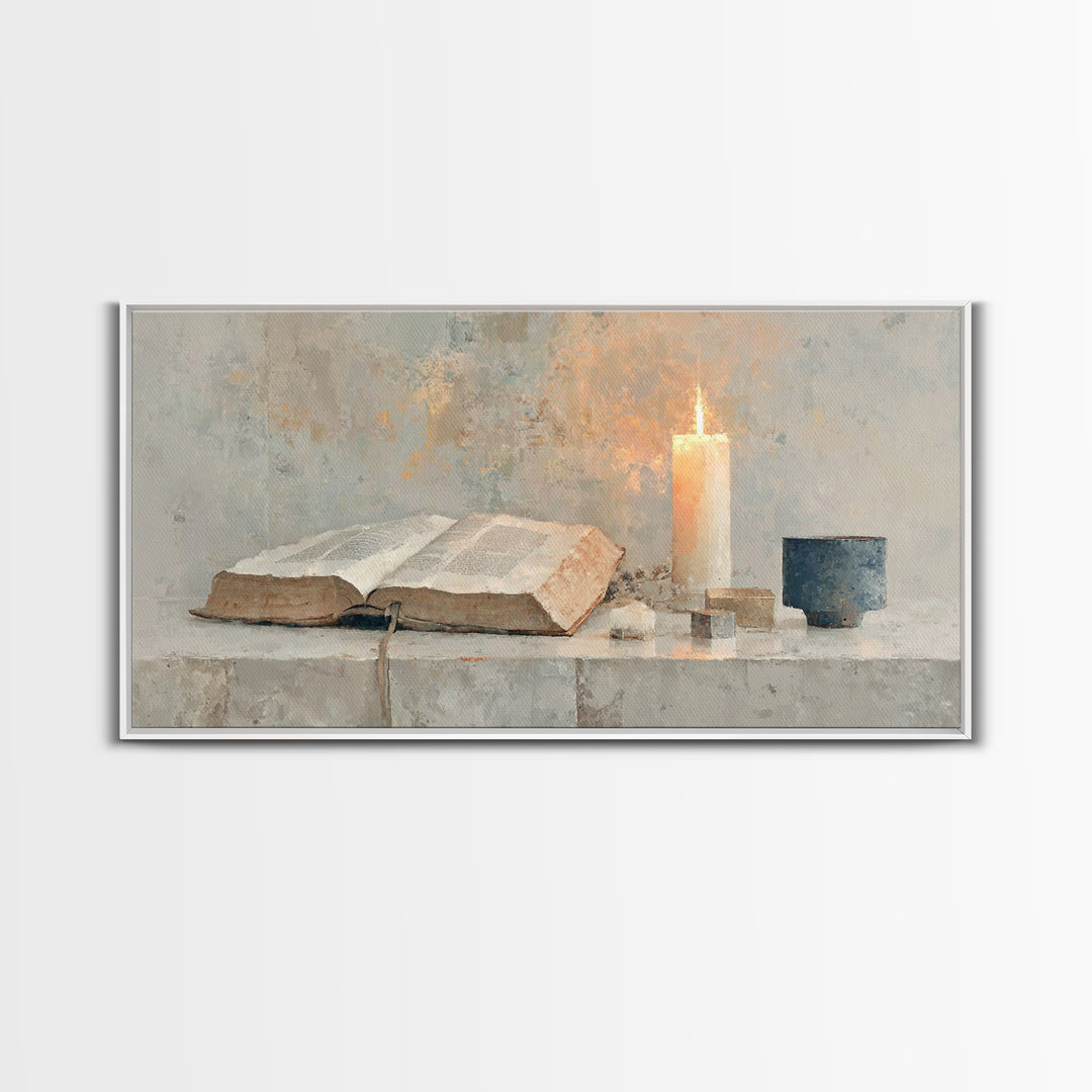 Scripture Glow | Framed Canvas Print | Christian Wall Art | Minimalist Christian Art | Christian Art Canvas | Christian Gift Ideas