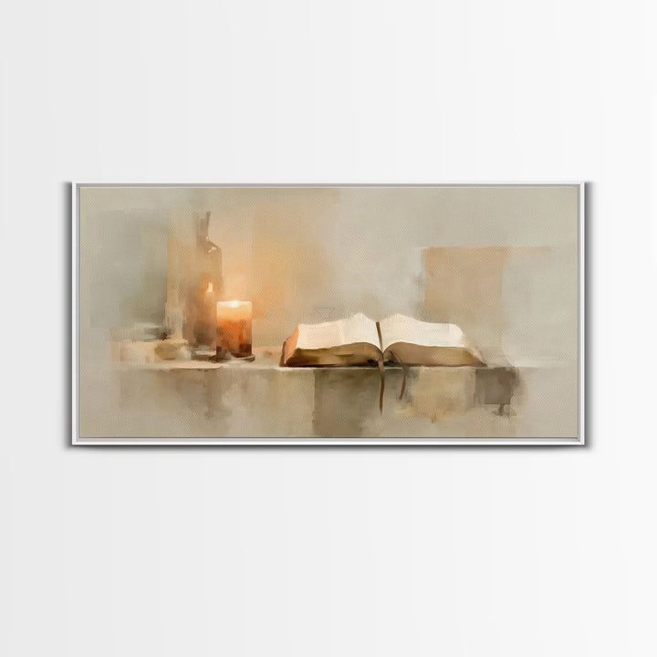 Candlelit Promise – Framed Canvas Print – Christian Art Canvas – Christian Wall Art – Moody Christian Art – Christian Art Gift Ideas