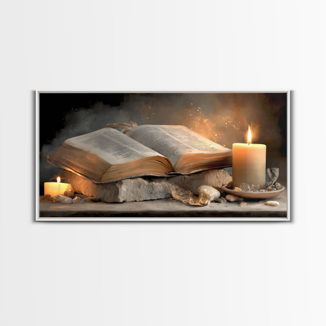 Light Of Scripture, Framed Canvas Print, Christian Art Canvas, Christian Wall Art, Vintage Christian Art, Christian Painting, Christian Gif