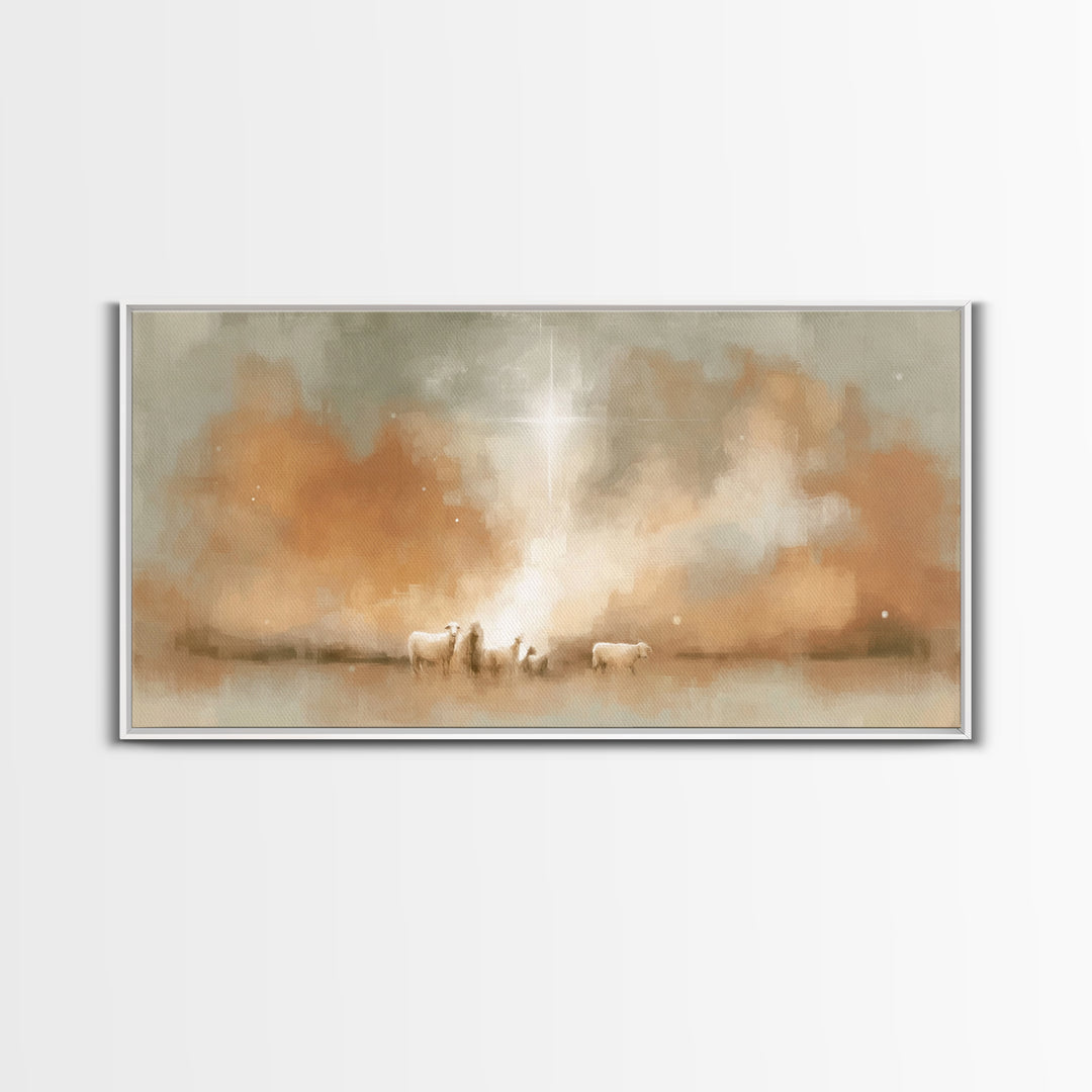 Heavenly Radiance, Framed Canvas Print, Christian Christmas Art, Christian Art Print, Christian Wall Art, Jesus Painting, Christian Art