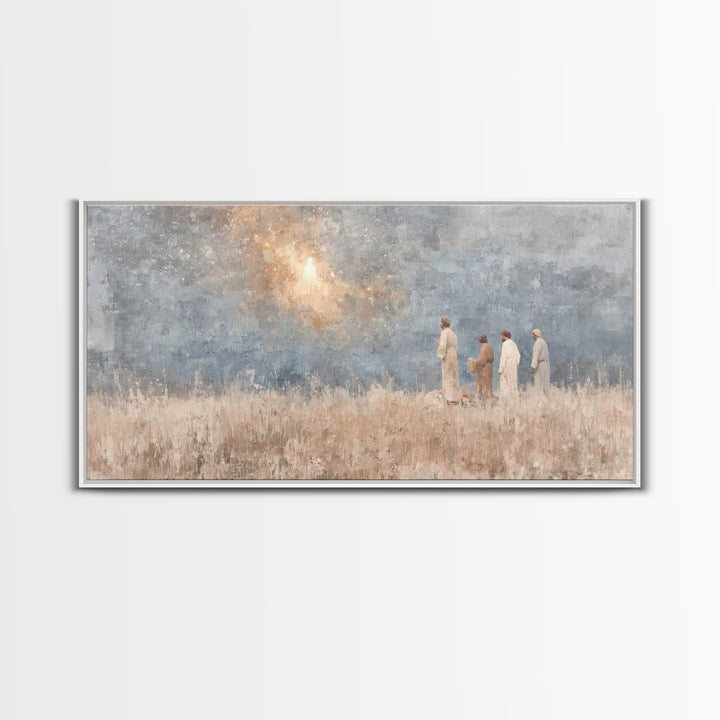 Glory In Clouds | Framed Canvas Print | Christian Art Canvas | Christmas Wall Art | Jesus Painting | Christian Christmas Art | Faith