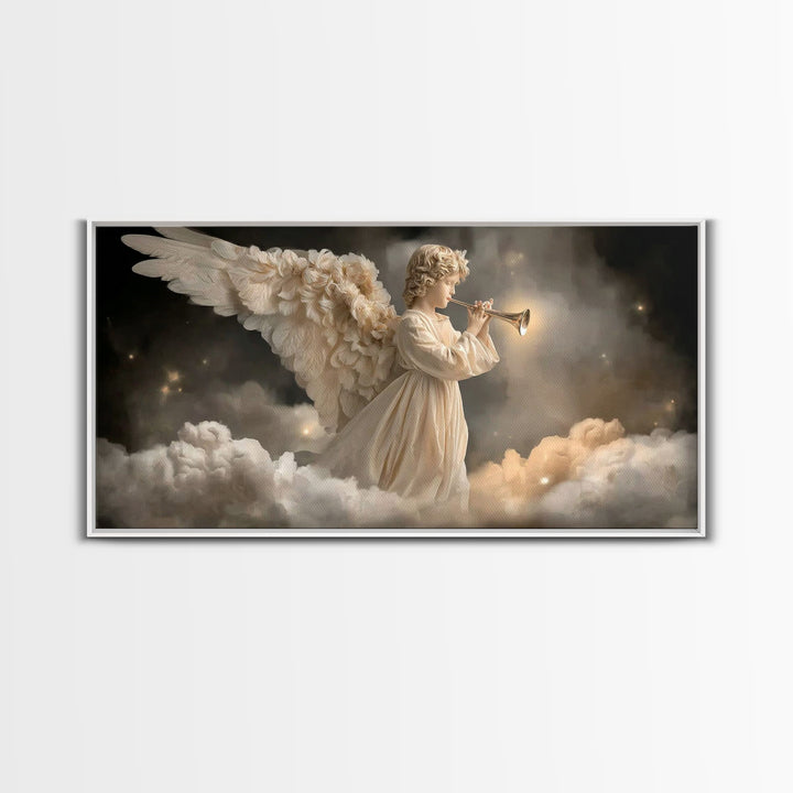 Heavenly Trumpet Call | Framed Canvas Print | Christian Wall Art | Christian Art Canvas | Christmas Art | Christian Christmas Art