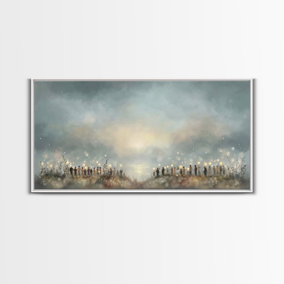 Gathering Of Light – Framed Canvas Print – Christian Wall Art – Christian Art Canvas – Christmas Art – Christian Christmas Art – Christian