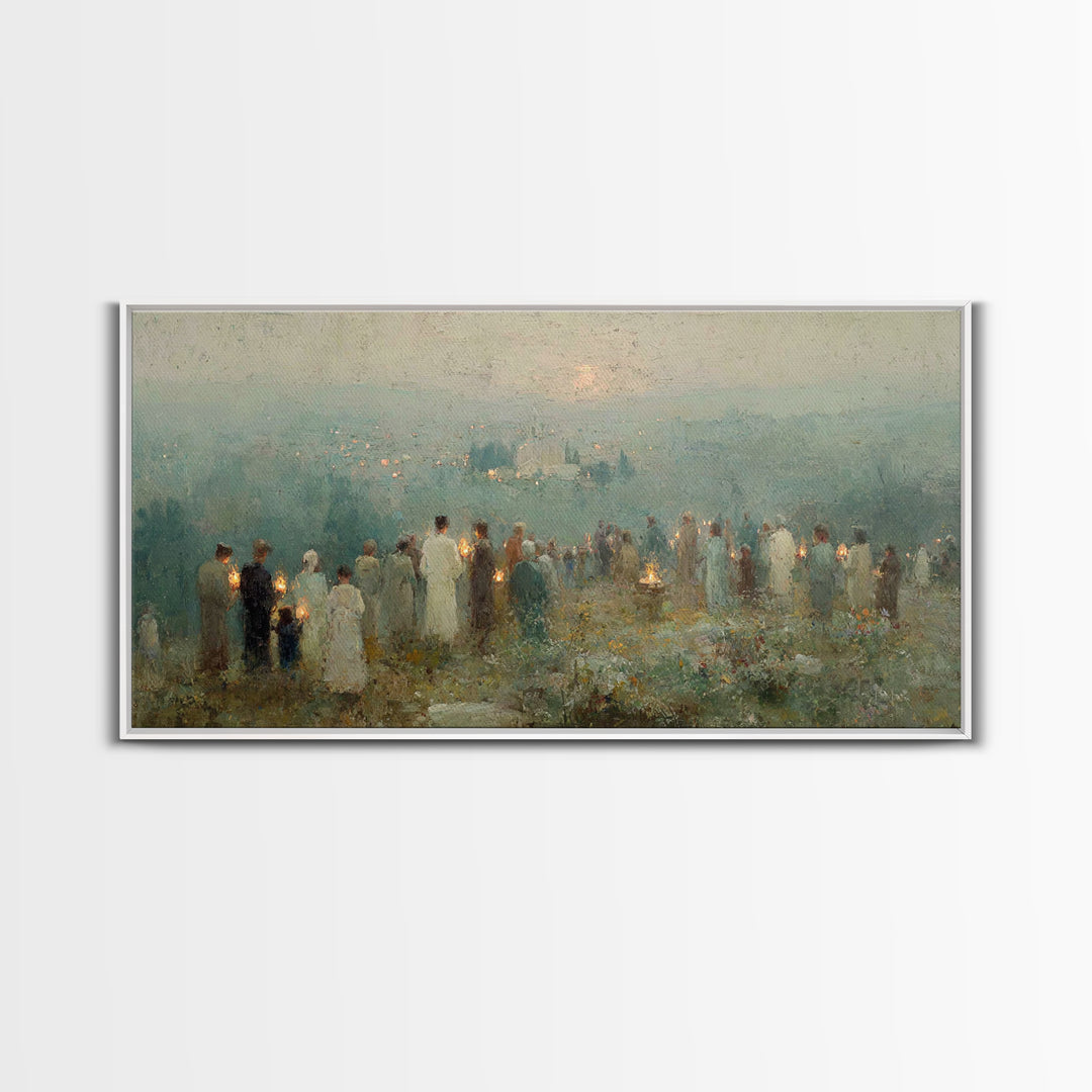 Twilight Lantern Vigil | Framed Canvas Print | Christian Christmas Art | Christian Art Canvas | Christian Wall Art | Christmas Art | Christ