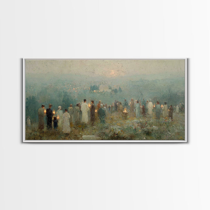 Twilight Lantern Vigil | Framed Canvas Print | Christian Christmas Art | Christian Art Canvas | Christian Wall Art | Christmas Art | Christ