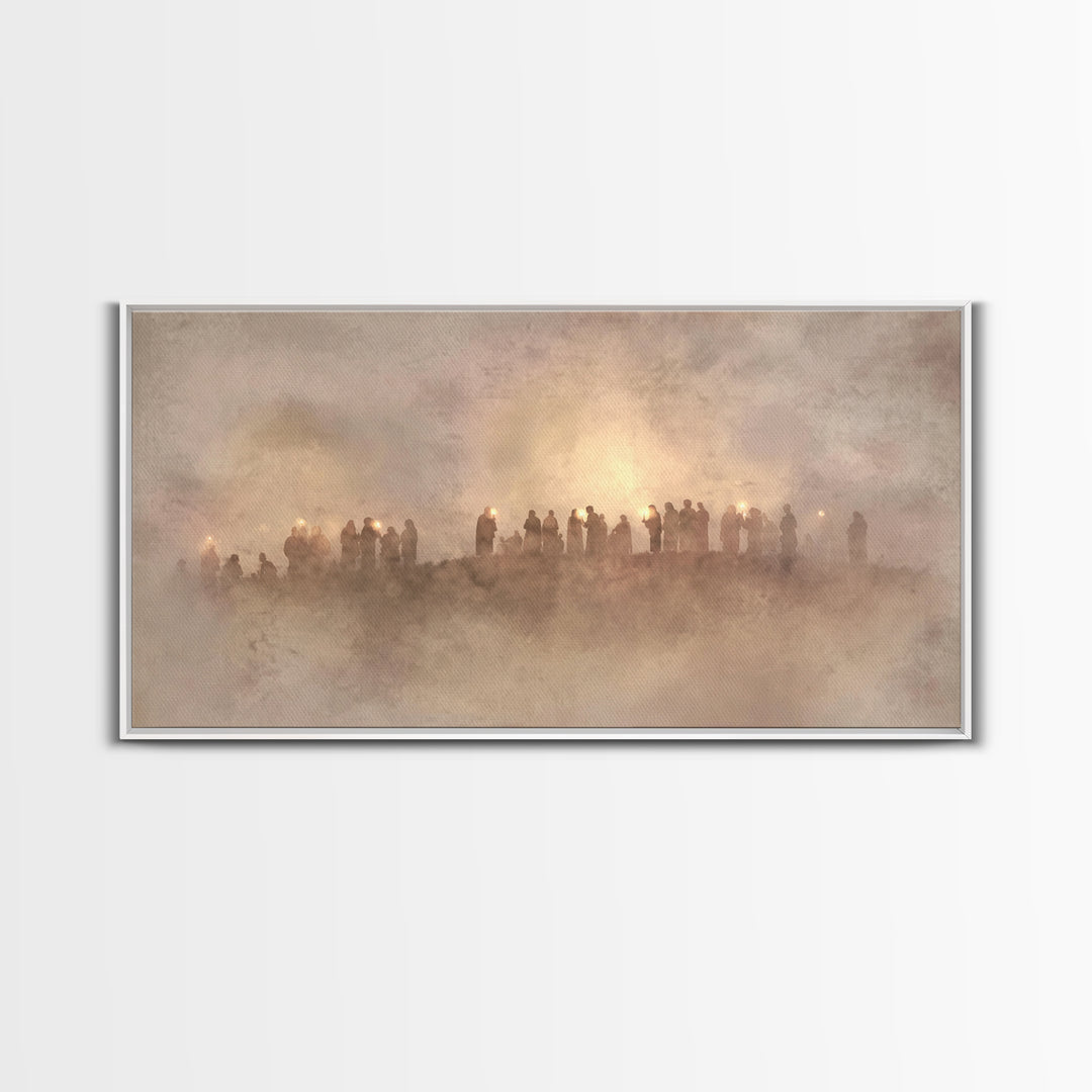 Silent Hill Procession, Framed Canvas Print, Christian Christmas Art, Christian Art Canvas, Christian Wall Art, Christmas Art, Christian Ar