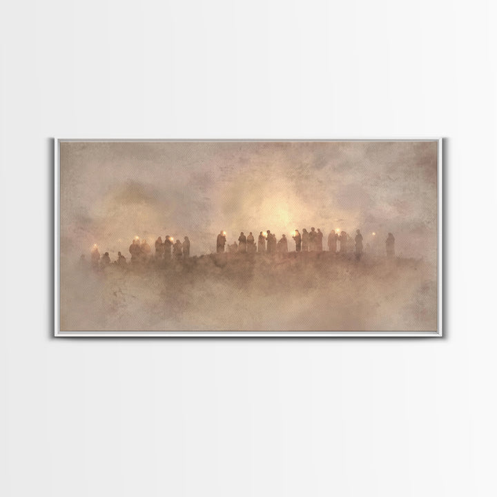 Silent Hill Procession, Framed Canvas Print, Christian Christmas Art, Christian Art Canvas, Christian Wall Art, Christmas Art, Christian Ar
