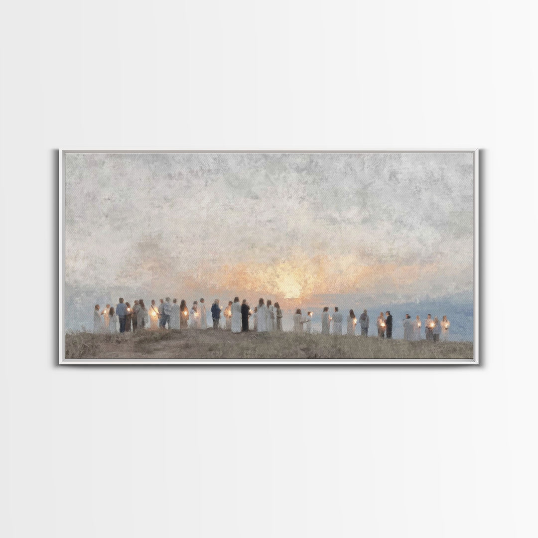 Sunrise Pilgrims Of Hope – Framed Canvas Print – Christian Art Canvas – Christian Christmas Art – Christian Wall Art – Christmas Art – Chri