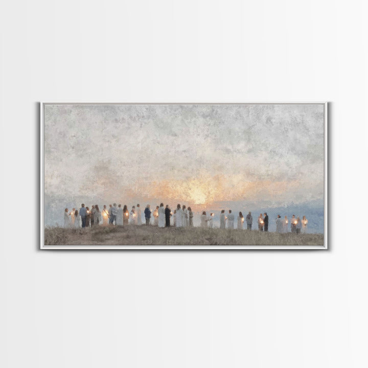 Sunrise Pilgrims Of Hope – Framed Canvas Print – Christian Art Canvas – Christian Christmas Art – Christian Wall Art – Christmas Art – Chri