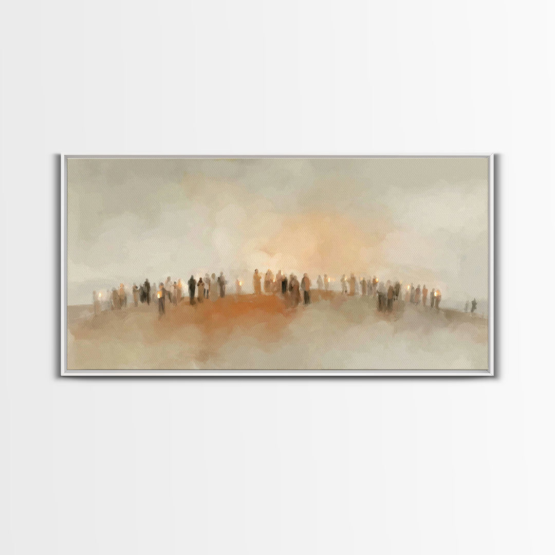 Golden Meadow Gathering | Framed Canvas Print | Christian Art Canvas | Christian Wall Art | Christian Christmas Art | Christmas Art | Chris