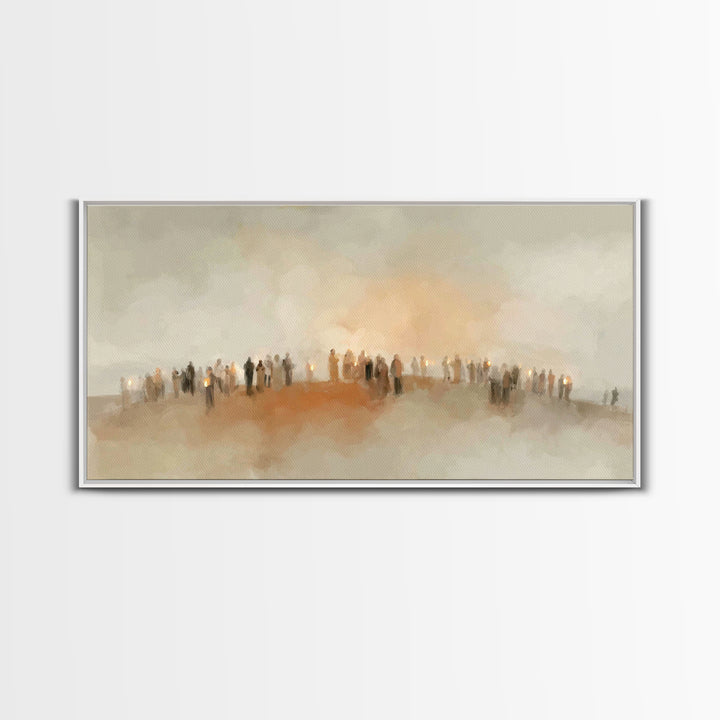 Golden Meadow Gathering | Framed Canvas Print | Christian Art Canvas | Christian Wall Art | Christian Christmas Art | Christmas Art | Chris