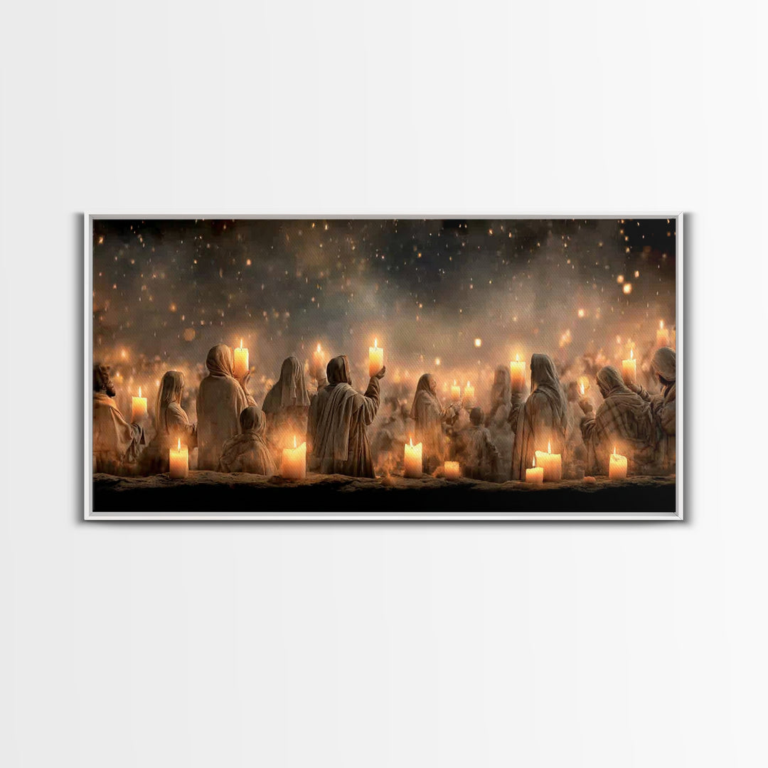 Sacred Candlelight – Framed Canvas Print – Christian Art Canvas – Christian Christmas Art – Christmas Wall Art – Christian Decor – Modern C
