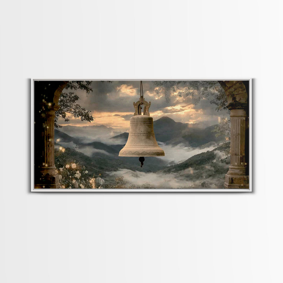 Evening Chimes – Framed Canvas Print – Vintage Christian Art – Christian Art Canvas – Christian Wall Art – Moody Christian Art