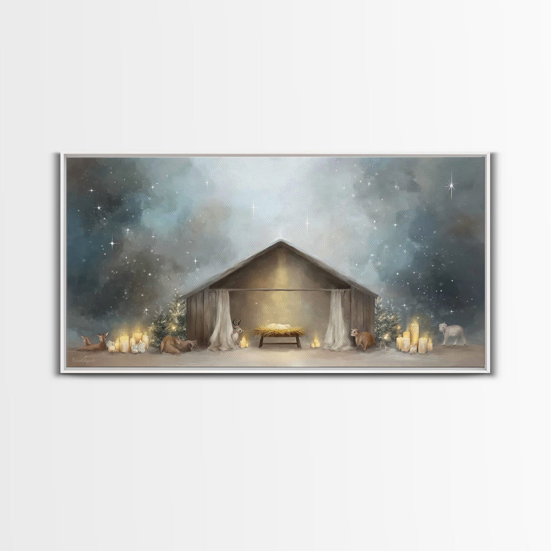Holy Nativity – Framed Canvas Print – Christian Christmas Art – Christmas Art – Christian Wall Art – Christian Art Canvas – Christmas Decor