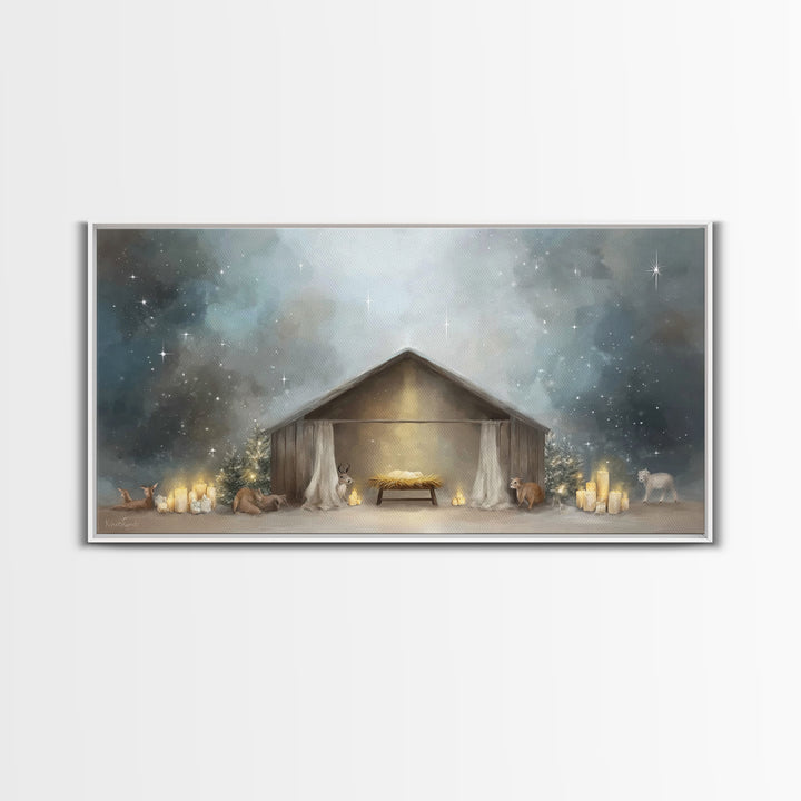 Holy Nativity – Framed Canvas Print – Christian Christmas Art – Christmas Art – Christian Wall Art – Christian Art Canvas – Christmas Decor