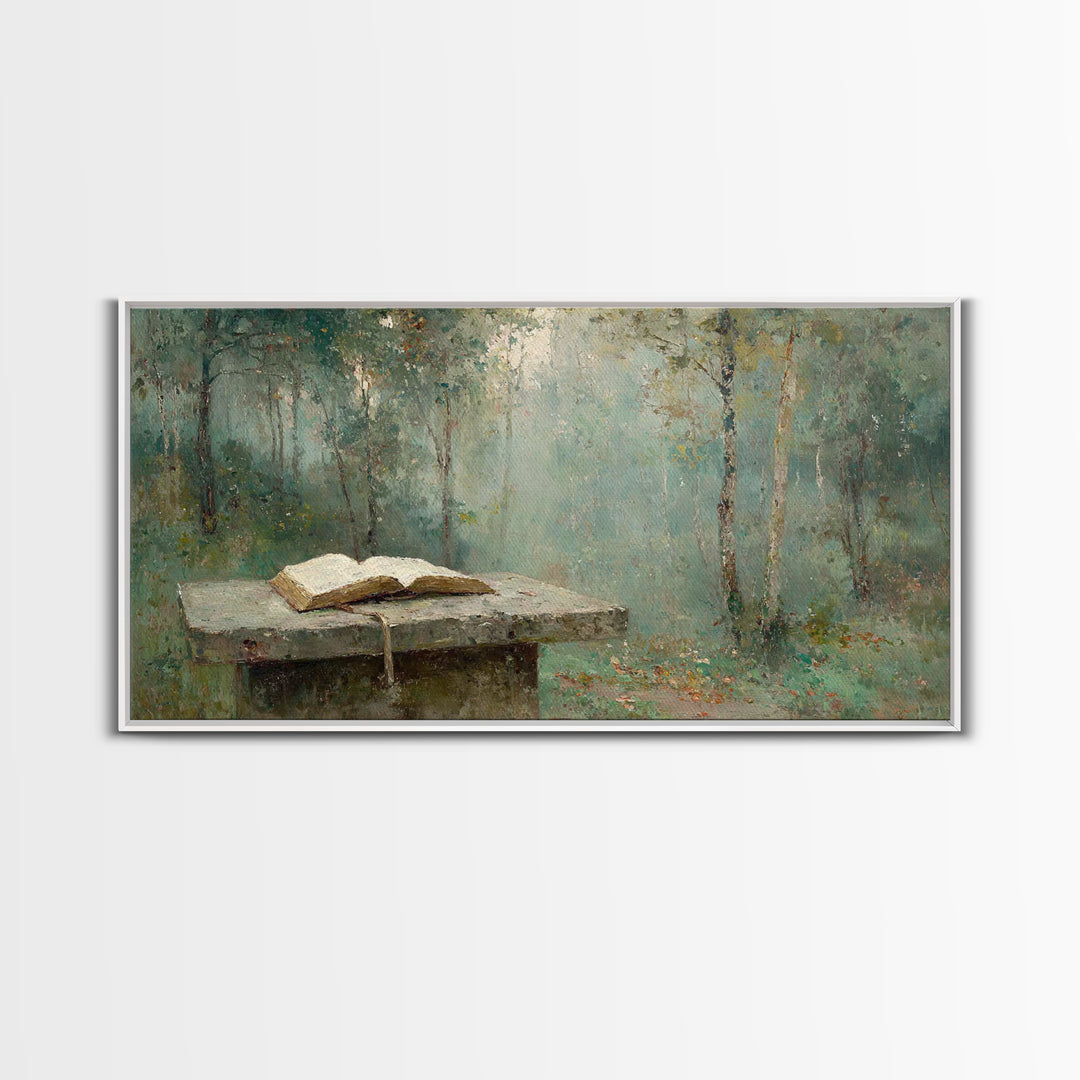 Woodland Testament - Framed Canvas Print - Christian Wall Art - Vintage Christian Art - Christian Art Canvas - Christian Painting - Christi