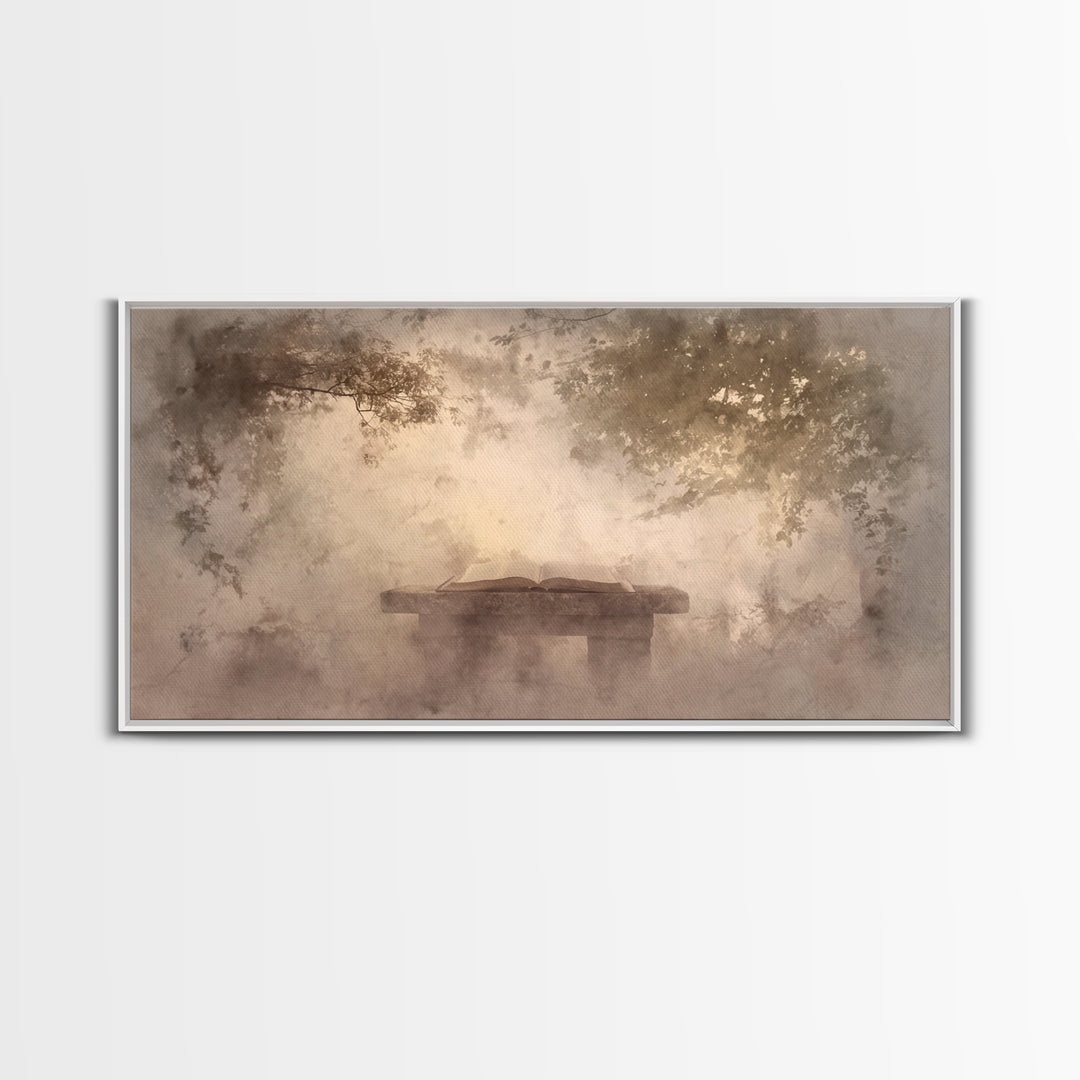 Misty Covenant - Framed Canvas Print - Christian Art Canvas - Christian Wall Art - Moody Christian Art - Christian Painting - Subtle Christ