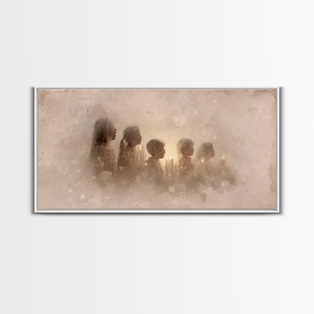 Silent Night Voices – Framed Canvas Print – Christian Art Canvas – Christian Wall Art – Minimalist Christian Art – Christmas Wall Art – Chr